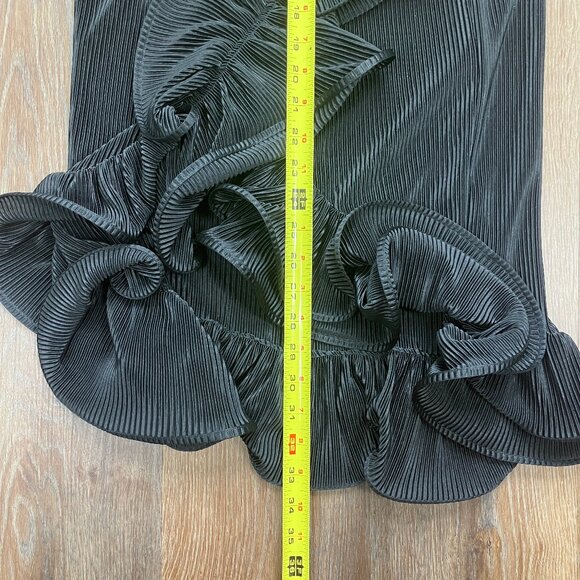 Romance Was Born Black Pleated Ruffled Midi Skirt Supernova Frills Small Medium - Picture 10 of 13